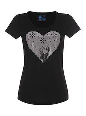 Damen T-Shirt mit Glitzerherz Trigema schwarz