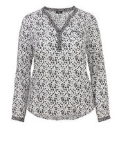 Long-Bluse mit Hemdkragen und Musterung Frapp Off white / black