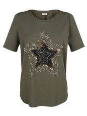 T-Shirt mit Sternen-Applikation MARGITTES khaki